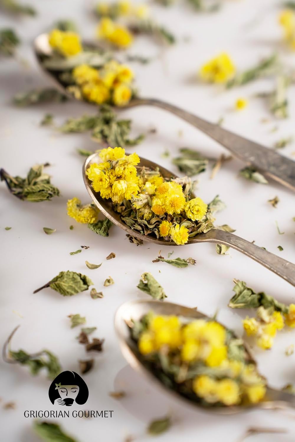 ARIS GOURMET CO. Armenian Bouquet Herbal Tea Mix 2oz = 57g (Peppermint, Wild Mint, Thyme, Immortelle) Loose Tea Antistress
