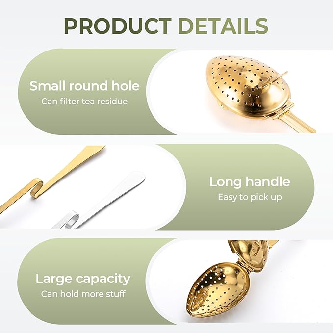 Stainless Steel Tea Diffuser,2025 New Tea Strainer Tea Infuser for Loose Leaf Tea,Creative Tea Spoon With Handle,Fine Holes Tea Interval Filter,Tea Holder Steeper for Tea Accessories (Silver A+B)