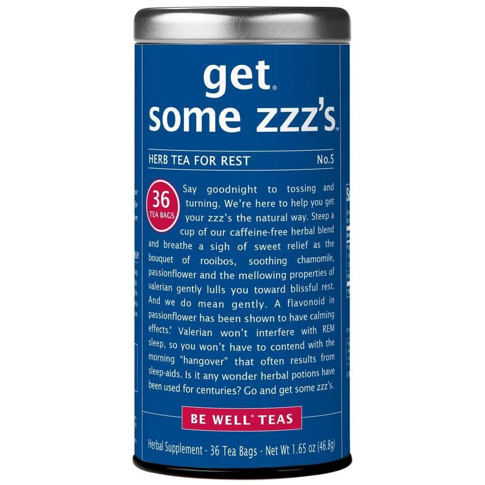The Republic of Tea Be Well Get Some Zzz's No. 5 Herbal Tea, 36 Count | Caffeine Free. Suitable for day or evening sipping. Mellow and rounded with notes of cool mint and lively citrus.
