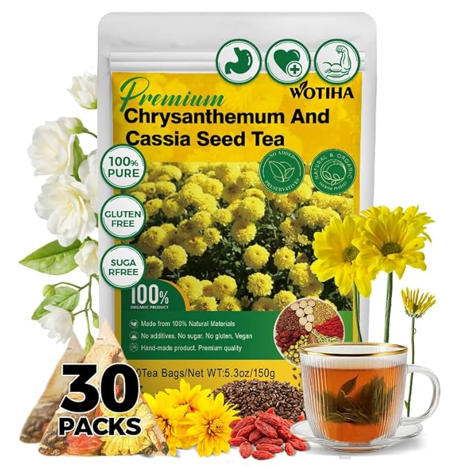 WOTIHA Chrysanthemum cassia seed tea 150g，30 Herbal Teabags， burdock root tea | Honeysuckle | Goji berry | Osmanthus flower | Combination Herbal Tea