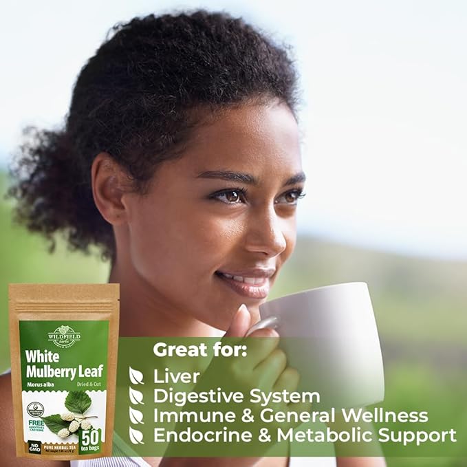50 Bags White Mulberry Tea Mulberry Leaf Herbal Tea (Morus Alba) - 50 Count 1.5g Bags Herb Hoja De Morera