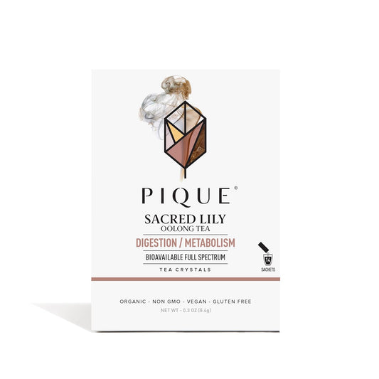Pique Organic Sacred Lily Oolong Tea Crystals - Caffeinated Tea, Supports Healthy Metabolism and Digestion - 14 Single Serve Sticks