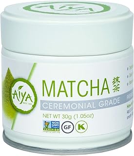 Aiya Authentic Japanese Premium First Harvest Ceremonial Grade Matcha Green Tea Powder - Vegan-Friendly, Zero Sugar, Gluten-Free - 30g Tin