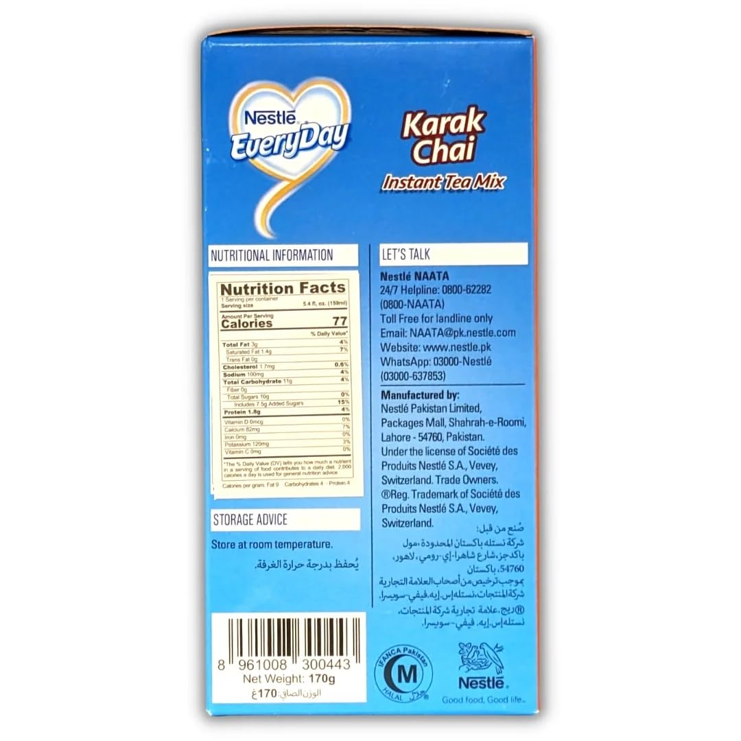 Nestle Everyday Karak Chai Instant Tea Mix, 10 Sachets Box (17g Each), Rich & Creamy Milk Tea