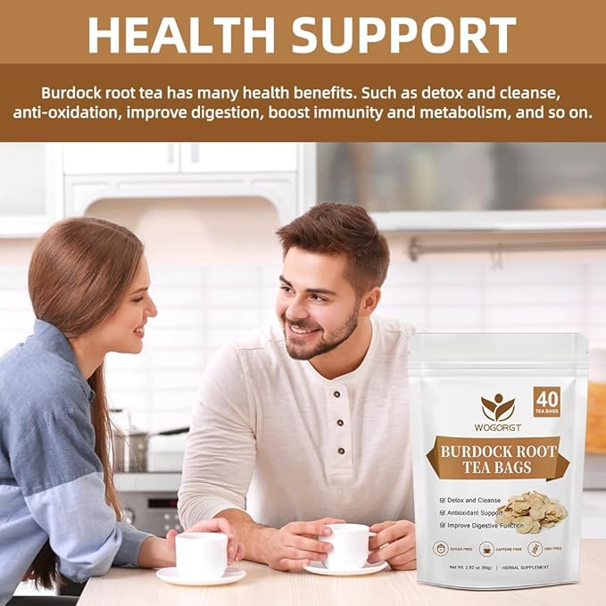 Burdock Root Tea - Natural Burdock Root Herbal Tea Bags for Antioxidant, Digestion and Immune Support, Caffeine Free - 40 Tea Bags