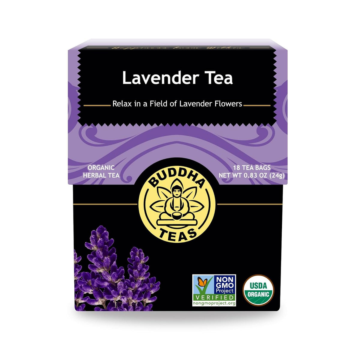 Buddha Teas Organic Lavender Tea - OU Kosher, USDA Organic, Ccof, 18 Bleach-Free Tea Bags