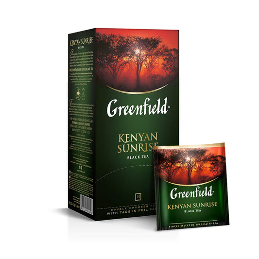 Greenfield Black Tea, Kenyan Sunrise, 25 Teabags in a Box