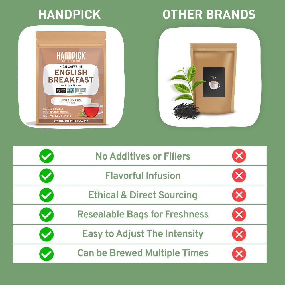 HANDPICK, English Breakfast Tea Loose Leaf (12oz|150+ Cups) Loose Black Tea