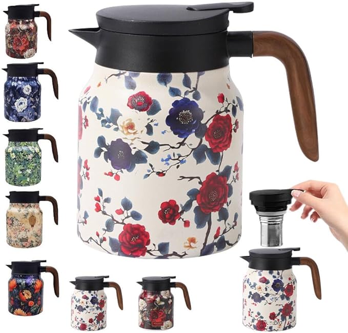 Vintage Floral Pattern Tea Pots – Built-in Infuser,Vintage Floral Teapot with Built In Infuser Stain