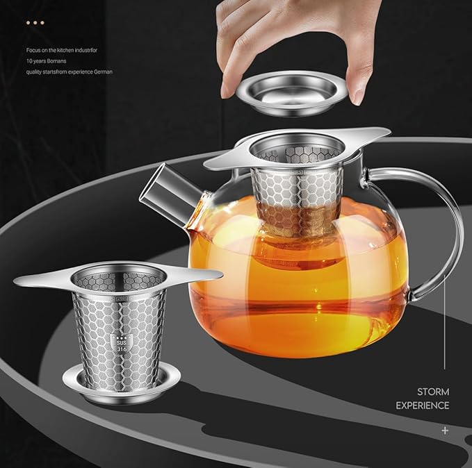 Premium Stainless Steel Loose Leaf Tea Infuser, SUS 316 Grade, Hexagonal Mesh Pattern with Wide Rim, Loose Leaf Steeper Strainer(2 Pcs)