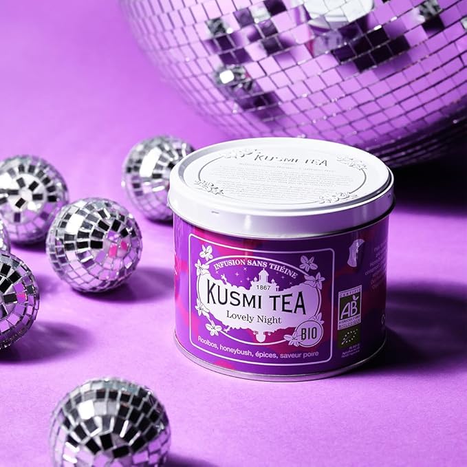 Kusmi Tea - Lovely Night - Organic Herbal Tea - Rooibos Herbal Tea with Honeybush, Pear, Licorice & Linden - Caffeine Free Tea - Loose Leaf Tea - Tin Box of 3.5 oz - Quantity for about 50 cups