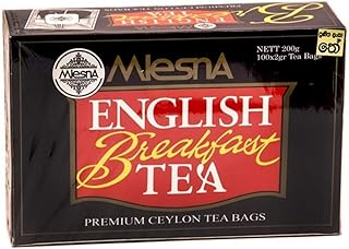 Mlesna English Breakfast Tea 100 Tea Bags - Pure Ceylon Sri Lanka Fine Black Tea Box