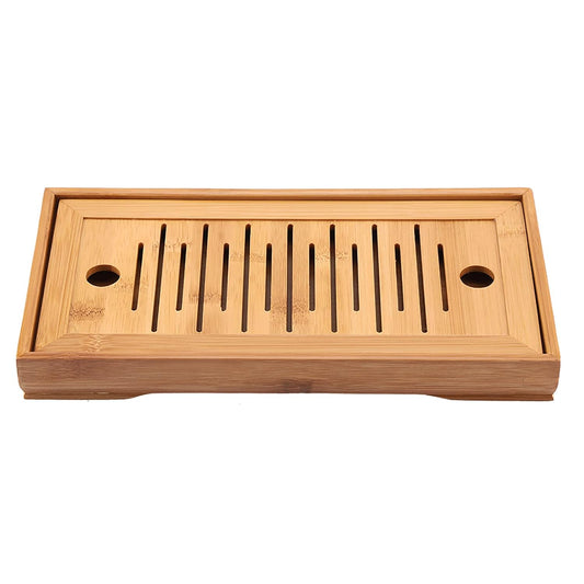 Wooden Tea Tray, 10.6 Inch Chinese Kung Fu Tea Tray Gongfu Tea Table with Water Storage Box Household Filter Tea Serving Tray for Home Office Table