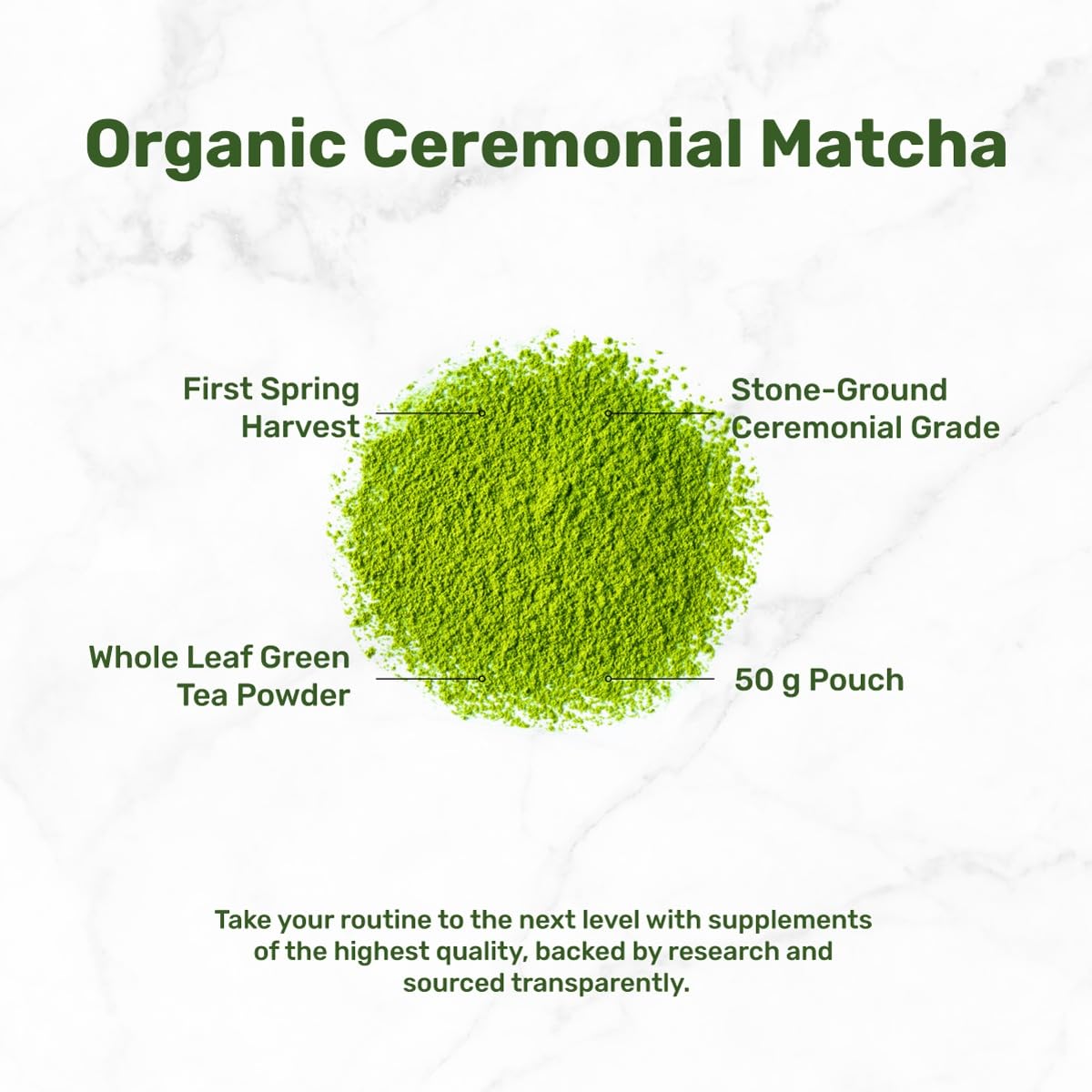 Organic Ceremonial Matcha Powder, 50g | Authentic Japanese First Spring Harvest | Stone-Ground Whole Leaf Green Tea | USDA Organic
