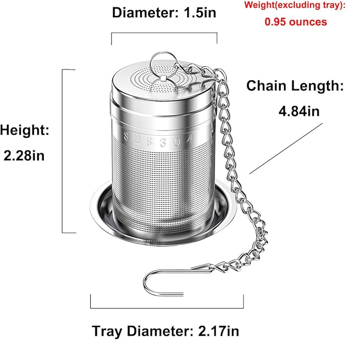 2 Pack 18/8 Stainless Steel Tea Infuser, Extra Fine Mesh Tea Infusers for Loose Tea, Tea Strainer Steeper Filter for Brew Tea, Spices & Seasonings (2)