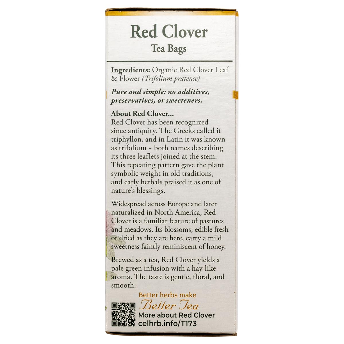 Celebration Herbals Organic Red Clover Leaf and Flower Tea Caffeine Free - 24 Herbal Tea Bags