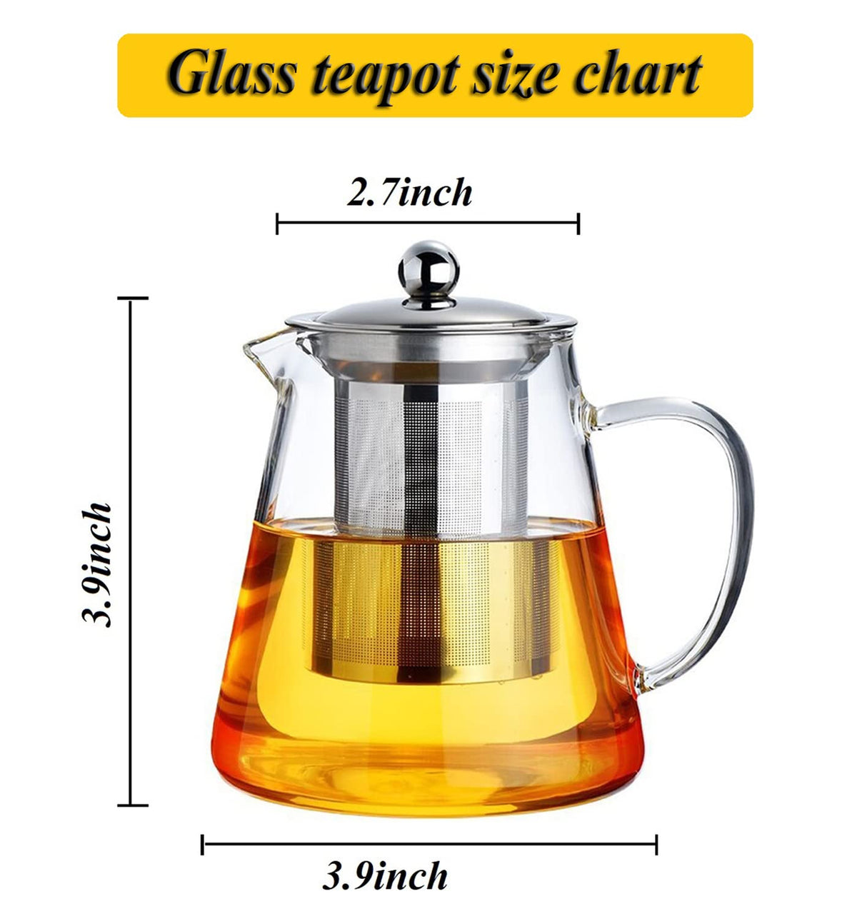 XINHUISHQZ Glass Teapot with Removable Stainless Steel Infuser, Borosilicate Glass Tea Pot with Strainer,for Blooming Tea &