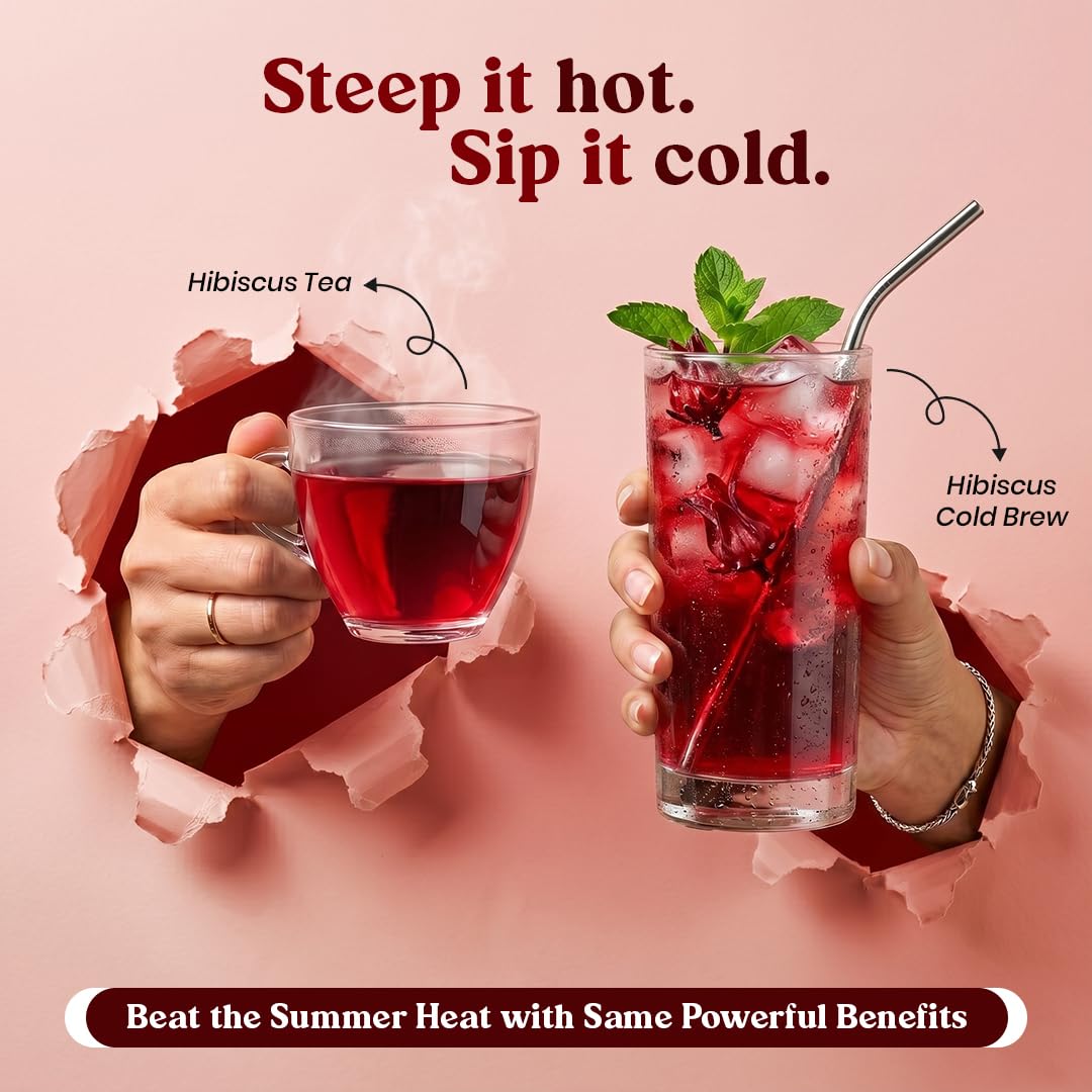 BLUE TEA - Hibiscus Tea - 1.76 Oz - Pack of 2 (100 Cups) Loose | SKIN GLOW ENHANCING TEA | Herbal Tea - Flower Based