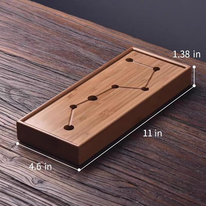 Bamboo Kung Fu Tea Tray with Water Storage Function, Suitable for Multiple scenarios Living Room Balcony Chinese Style 11x4.6x1.38 inches Home