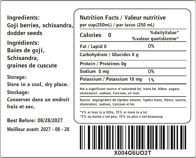 Goji Dodder Seed Five Flavor Berry Men’s Herbal Blend Tea – 枸杞菟丝子五味子茶 – 3.5oz/100g (30 Pyramid Tea Bags), Natural, Caffeine-Free, Non-GMO