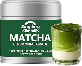 Ceremonial Grade Matcha Powder, Premium First Harvest Green Tea Powder – 100% Pure Matcha Tea, Vegan, Gluten-Free, Sugar-Free with No Additives (30g/1.06oz)