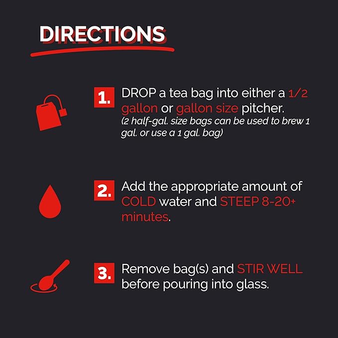 Cane Brew Sweet Tea – Southern Black Iced Teas, Family Size – No Boil, Zero Mess – Cold Brew for Home, Camping, RV, or Travel, 8 Half Gallon Bags