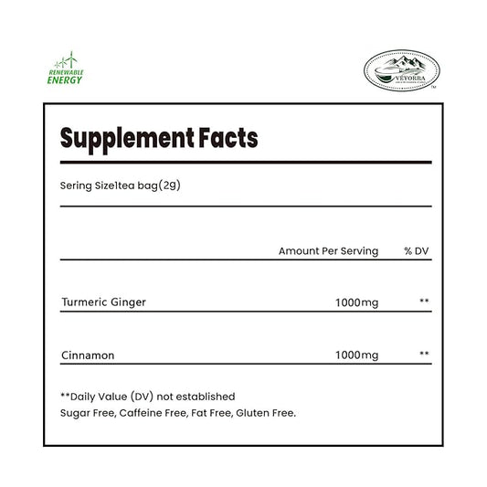 110 Bags Premium Turmeric, Ginger, Cinnamon Blend Tea, Upgraded Version. Improve Digestion, Support Brain, Weight, Skin and Sleep.100% Natural & No Additives & Caffeine Free.