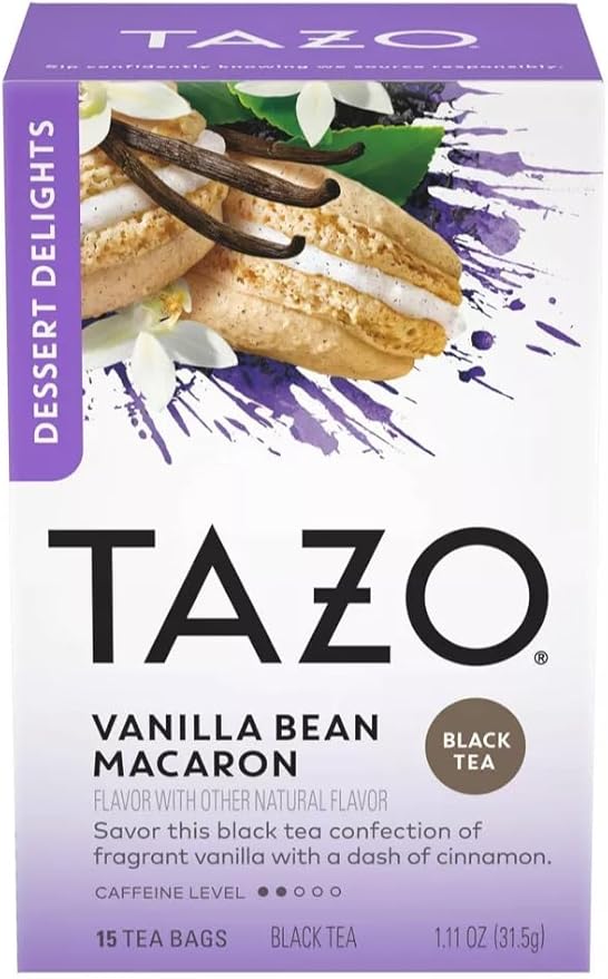 Tazo Tea Bags, Glazed Lemon Loaf Herbal Tea, & Vanilla Bean Macaron Black Tea 15CT (1ea) (Variety Pack)