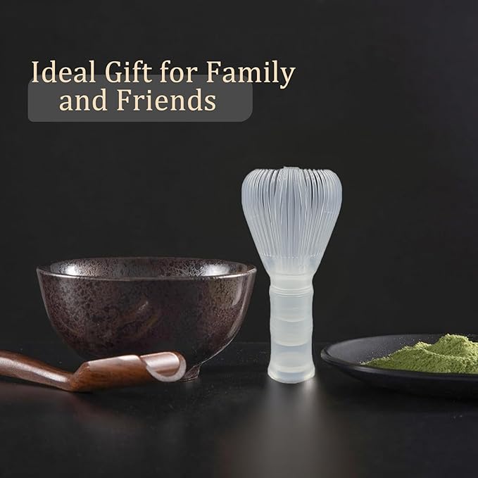 Resin Matcha Whisk Traditional Japanese Chasen Matcha Tea Whisk Gifts for Tea Lovers Reusable Plastic Matcha Whisk for Authentic Tea Preparation (Clear)