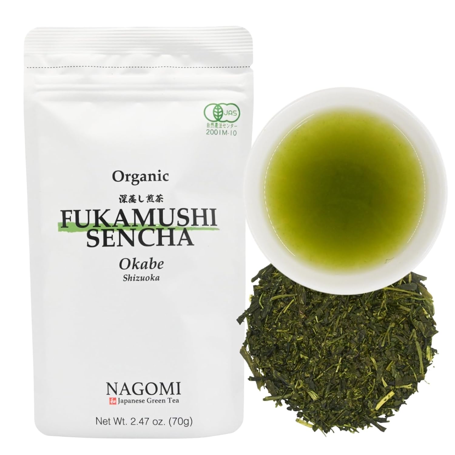 NAGOMI Organic Fukamushi Sencha - Loose Leaf Japanese Deep Steamed Green Tea, 70g/2.47oz.