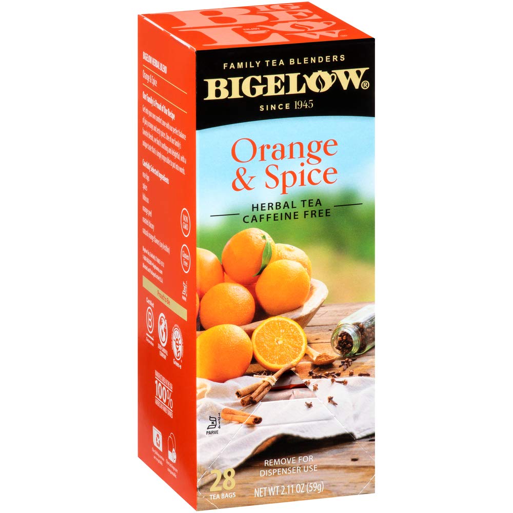 Bigelow Tea Bigelow Orange & Spice Herbal Tea 28-Count Box (Pack of 1) Caffeine-Free Soothing Herbal Tea Sweetly Citrus-y Tea