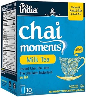 Tea India Chai Moments Milk Tea Instant Chai Tea Powder With Milk And Sugar Instant Latte Mix Flavorful Blend Of Black Tea & Natural Ingredients Indian Tea Individually Wrapped 10 Sachets