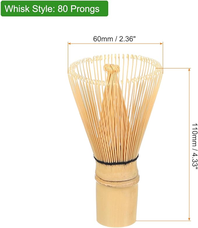 Harfington Matcha Green Tea Whisk 80 Prongs Japanese Bamboo Whisk Chasen Preparing Matcha Powder Brush Tool Tea Traditional Scoop, Yellow