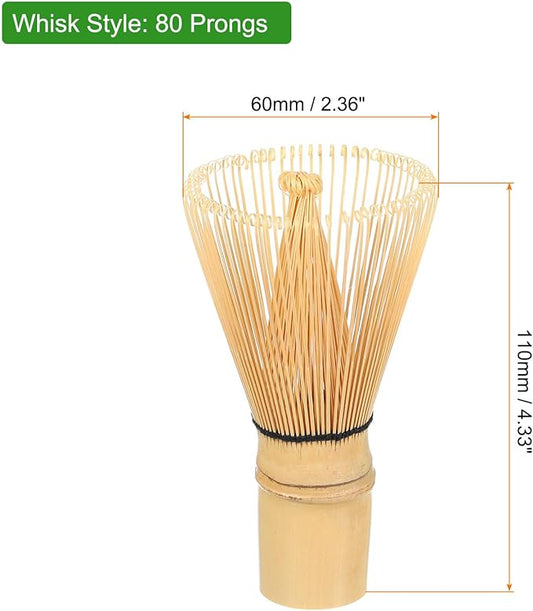 Harfington Matcha Green Tea Whisk 80 Prongs Japanese Bamboo Whisk Chasen Preparing Matcha Powder Brush Tool Tea Traditional Scoop, Yellow