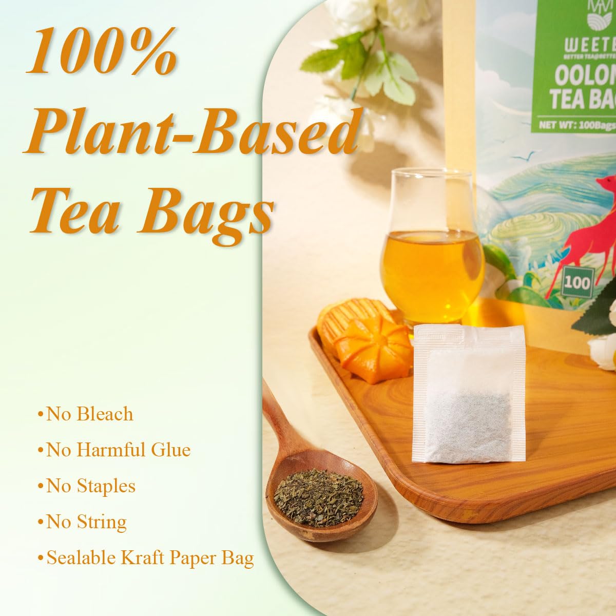 WT WEETEE Oolong Tea Bags 100 Count, Floral & Slightly Fruity Chinese Oolong Tea, Super Antioxidant | Resealable Kraft Bag | Brew Hot or Iced