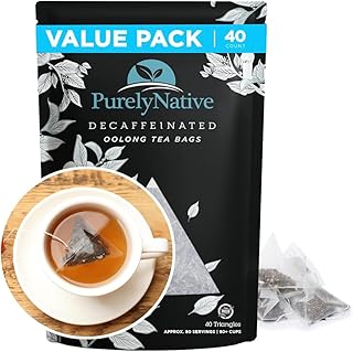 Decaffeinated Oolong Tea Bags Value Pack, Caffeine Free Hot or Iced Tea Brew | Decaf Oolong Tea Triangles | 40 Tea Bag Sachets Makes 80 Cups Of Tea