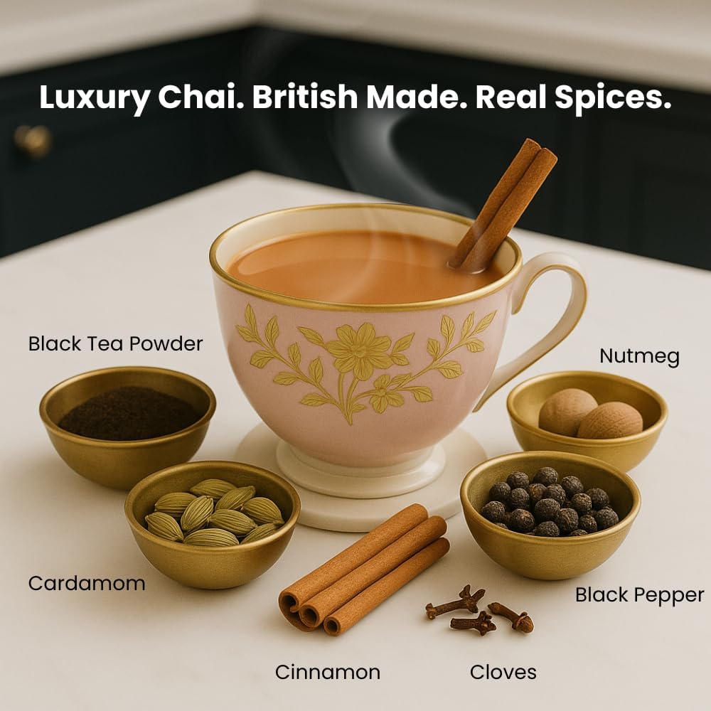‎Royal Chai | Masala Chai Sweetened | 10 Count Single Box | All Natural, No Preservatives | Premium Instant Tea | Made in the UK