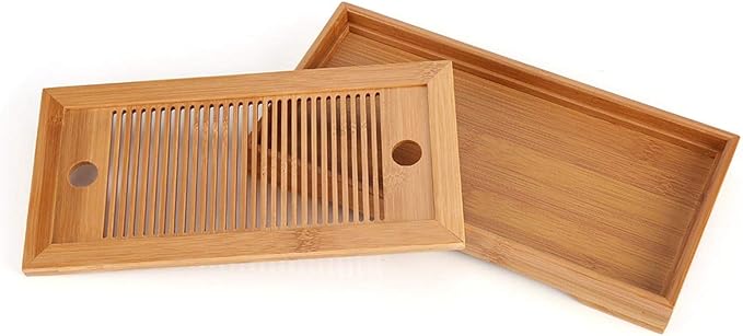 Simple Tea Tray, Reservoir Type Tea Tray Mini Bamboo Japanese/Chinese Gongfu Tea Table Serving, Serving Tray Box for Home Teahouse