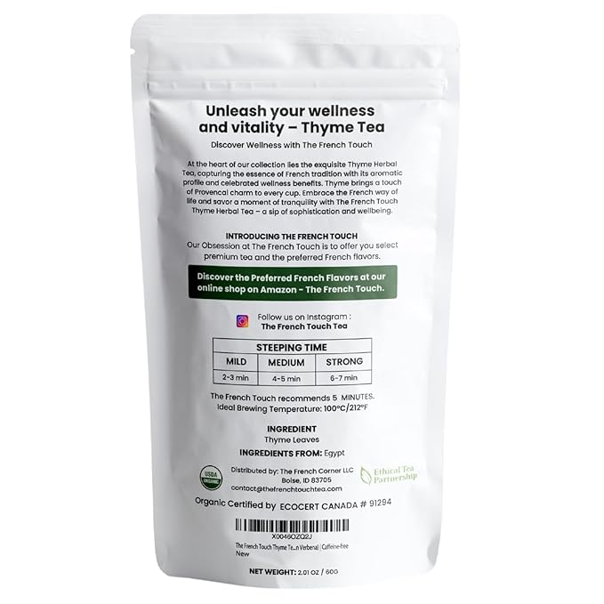 The French Touch Chamomile Tea Organic, 1.5g x 30 Pyramid Bags, 100% Certified USDA Organic, Plant based tea bags, Select Premium Tea