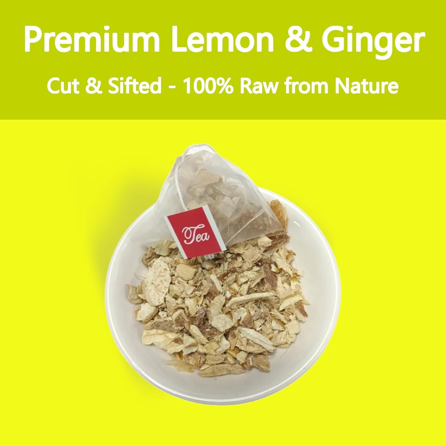 Samcci Lemon Ginger Tea Bags, 50 Counts, Non-GMO, Caffeine-Free