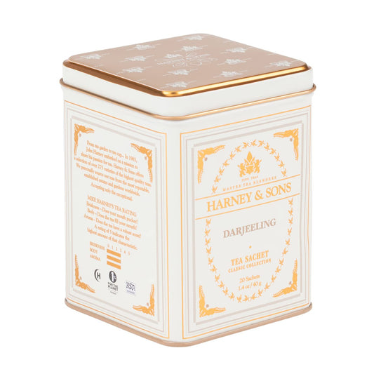 Harney & Sons Darjeeling Black Tea, 20 Sachets of Black Tea, Classic Collection, 20 sachet tin