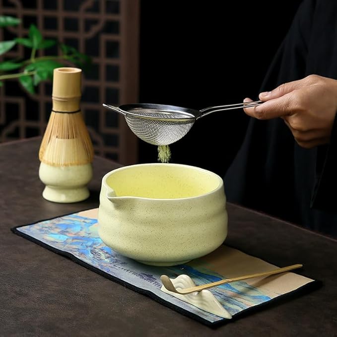 7 matcha whisk set 1 Matcha Whisk ，Matcha Bowl with Pouring Spout Scoop Matcha Whisk Holder Tea Making Kit. 1 matcha whisk set (7pcs)