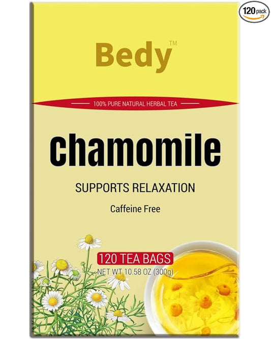 Bedy Chamomile Tea Relaxing & Calming, 120 Teabags Individually Wrapped Herbal Tea, Non-GMO, Caffeine Free
