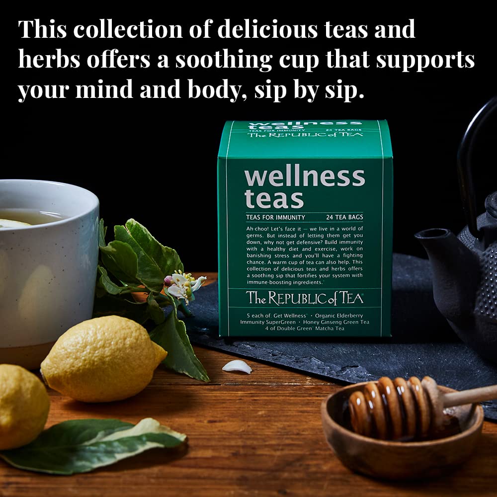 The Republic of Tea – Wellness Teas Assortment Gift (24 Individually Wrapped Tea Bags)