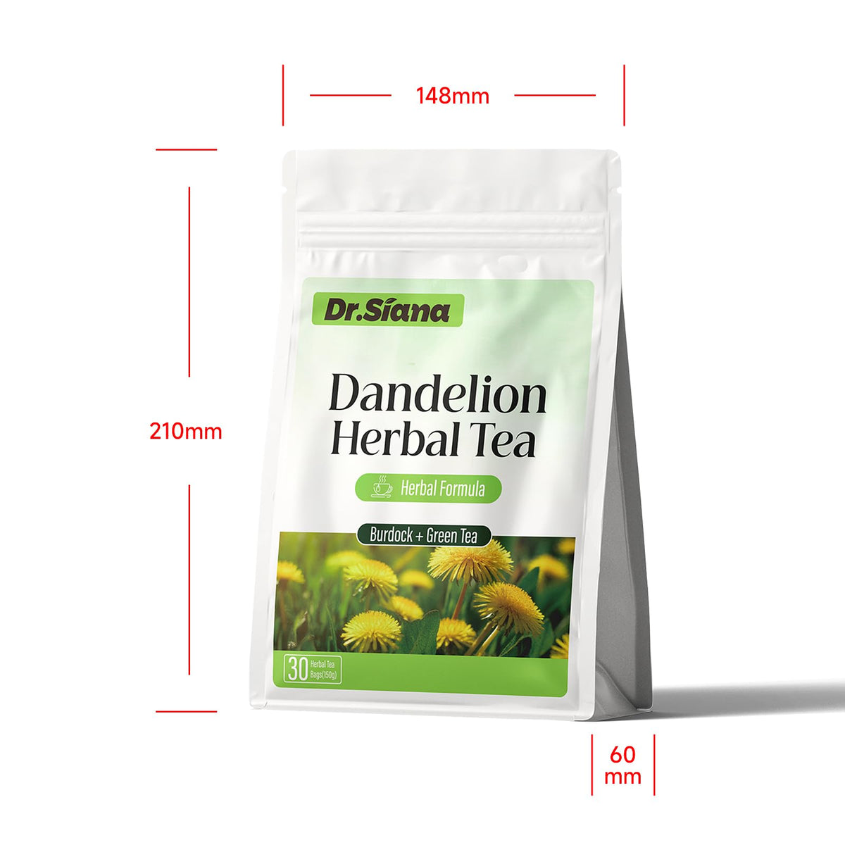 Dr.Siana Dr. Siana Dandelion Root Tea Bags，Burdock Root Tea & Green Tea，5g x 30 Teabags - Premium Natural Herbal Tea, Support