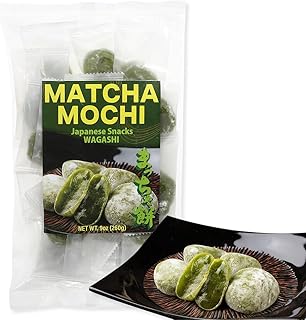 Matcha Mochi Candies – Japanese Green Tea Rice Cake, Authentic Matcha Wagashi, Individually Wrapped, Soft & Chewy Mochi Snack, japanese snacks, Japanese food 9oz (260g)
