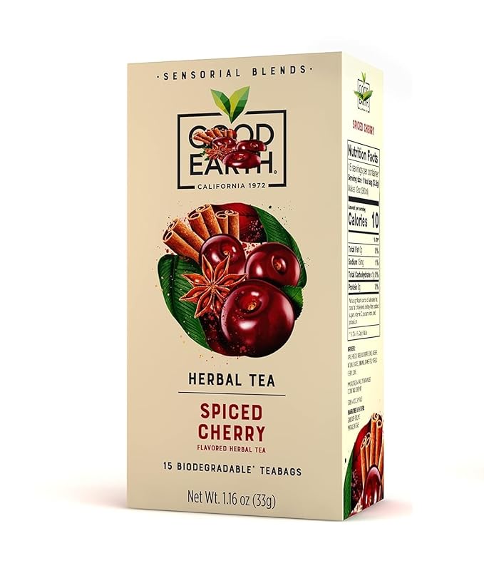 G00DEARTH Herbal Tea Spiced Cherry Flavored, Pack of 60 Teabags, Sensorial Blend, Natural
