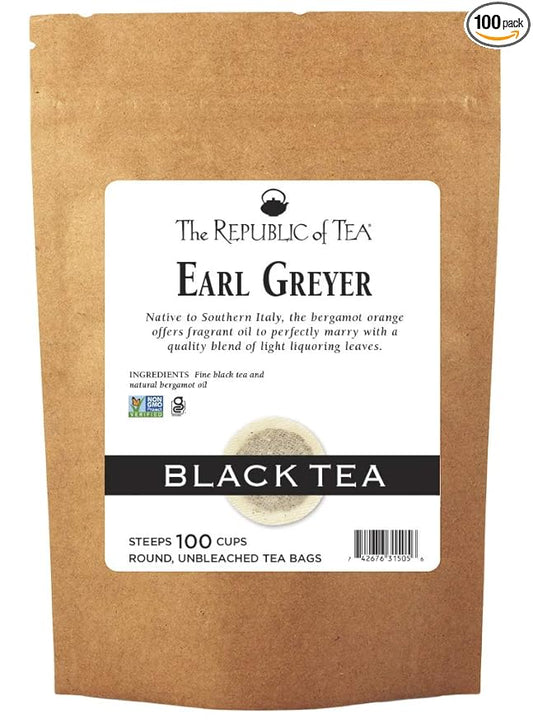 The Republic of Tea - Earl Greyer Tea Refill Bag, 100 Tea Bags, Gourmet Black Tea, Caffeinated