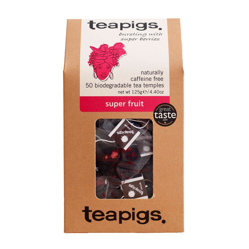 teapigs, Super Fruit Tea, Made with Whole Leaves, Whole Leaf Tea Temples, 50 Count, Pack of 50, Berry-Rich, Fruity &amp; Vibrant