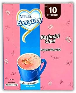 Nestlé Everyday Instant Pink Tea Mix (Kashmiri Chai) – Authentic Pink Chai, 10 Stick Sachets
